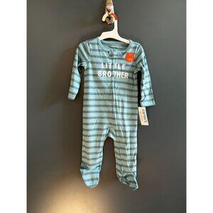NWT Carters 9 months Little Brother Striped Footed Sleeper Newborn Baby Boys